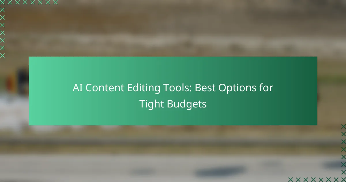 AI Content Editing Tools: Best Options for Tight Budgets