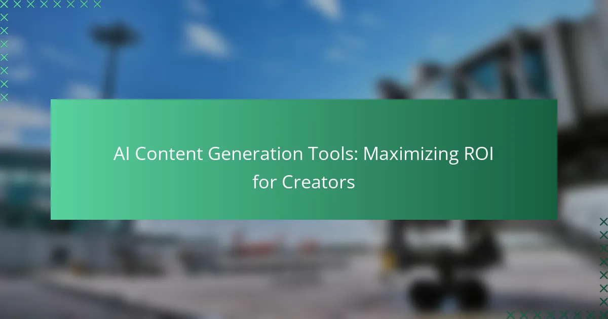 AI Content Generation Tools: Maximizing ROI for Creators